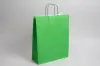 9-3/4W x 4-3/8D x 12-1/4H, Tinted Colors on Kraft Base Paper Bags with Twisted Paper Handles, Bright Kelly Green