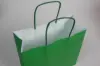 9-3/4W x 4-3/8D x 12-1/4H, Tinted Colors on Kraft Base Paper Bags with Twisted Paper Handles, Bright Kelly Green
