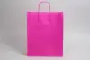 12-1/2W x 4-3/4D x 15-3/4H, Tinted Colors on Kraft Base Paper Bags with Twisted Paper Handles, Bright Hot Pink