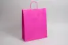 12-1/2W x 4-3/4D x 15-3/4H, Tinted Colors on Kraft Base Paper Bags with Twisted Paper Handles, Bright Hot Pink
