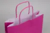 12-1/2W x 4-3/4D x 15-3/4H, Tinted Colors on Kraft Base Paper Bags with Twisted Paper Handles, Bright Hot Pink