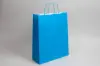 12-1/2W x 4-3/4D x 15-3/4H, Tinted Colors on Kraft Base Paper Bags with Twisted Paper Handles, Bright Process Blue