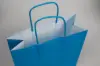 12-1/2W x 4-3/4D x 15-3/4H, Tinted Colors on Kraft Base Paper Bags with Twisted Paper Handles, Bright Process Blue