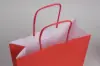 12-1/2W x 4-3/4D x 15-3/4H, Tinted Colors on Kraft Base Paper Bags with Twisted Paper Handles, Bright Warm Red