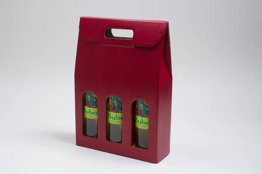10.3125X3.5X15 WIND BOTTLE CARRIER DARK RED PEBBLE 3 BOT