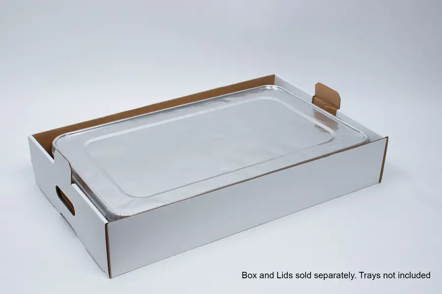 13-1/2W x 22L x 4H, Catering Trays and Lids, Kraft/White
