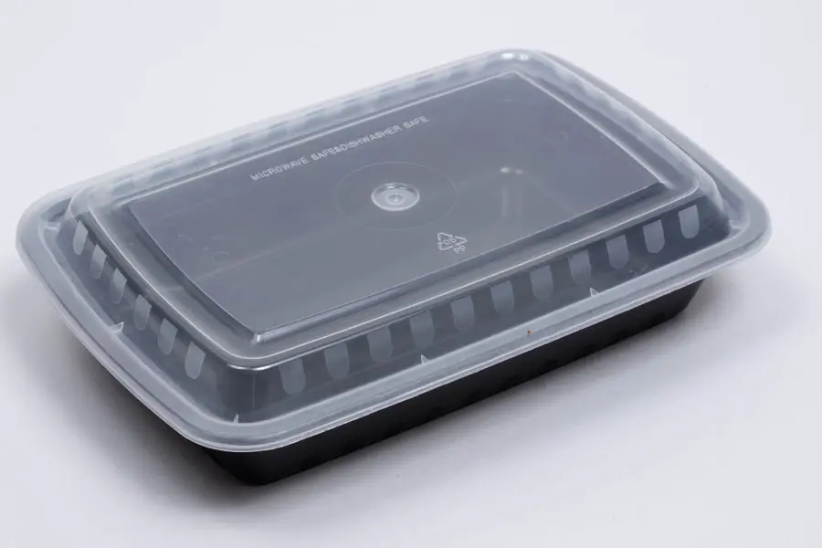 8-3/4L X 6W X 1-1/2D, (28OZ) PLASTIC FOOD TAKE-OUT BOXES, BLACK