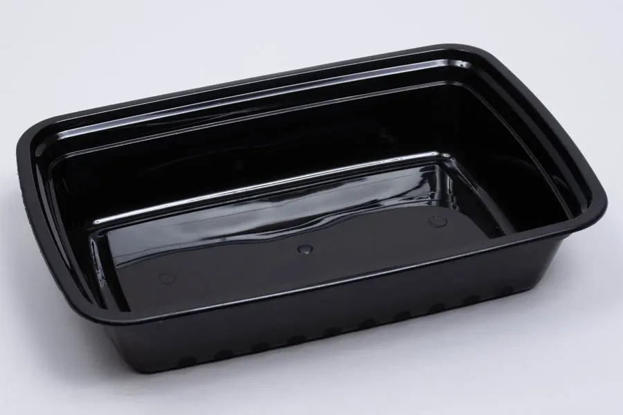 8-3/4L X 6W X 1-1/2D, (28OZ) PLASTIC FOOD TAKE-OUT BOXES, BLACK