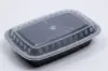 7-3/4L X 5-1/2W X 1-1/2D, (24OZ) PLASTIC FOOD TAKE-OUT BOXES, BLACK