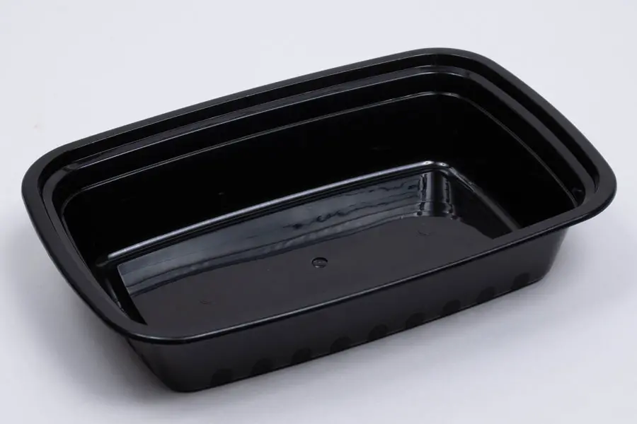 7-3/4L X 5-1/2W X 1-1/2D, (24OZ) PLASTIC FOOD TAKE-OUT BOXES, BLACK