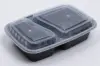 8-3/4L X 6W X 2D, (32OZ) PLASTIC FOOD TAKE-OUT BOXES, BLACK