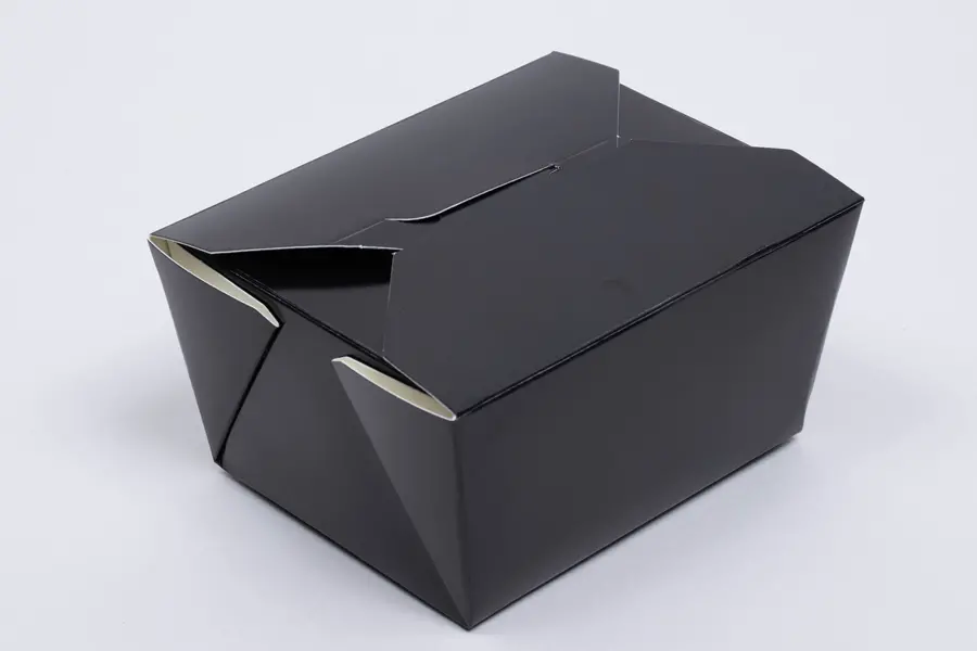4-3/8L X 3-1/2W X 2-1/2H, (#1) FOLDING FOOD TAKE-OUT BOXES, BLACK GLOSS