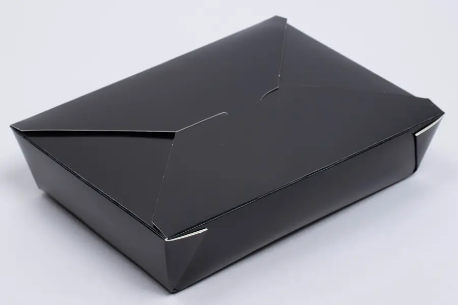 7-3/4L X 5-1/2W X 1-7/8H, (#2) FOLDING FOOD TAKE-OUT BOXES, BLACK GLOSS