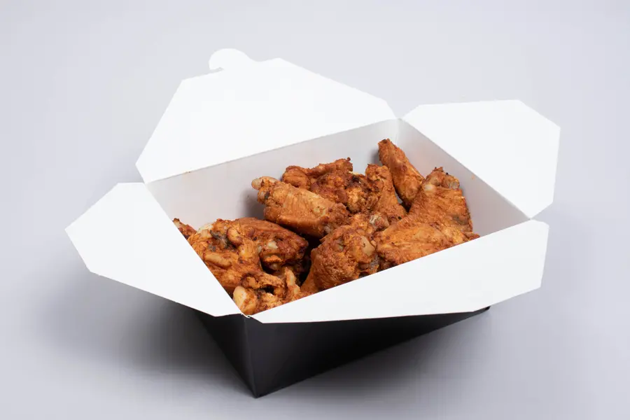 7-3/4L X 5-1/2W X 2-1/2H, (#3) FOLDING FOOD TAKE-OUT BOXES, BLACK GLOSS