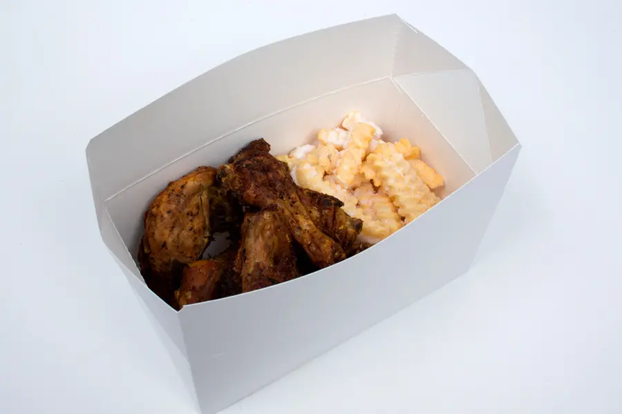 9L x 5W x 4H, To Go Deli Boxes with Fast Top Flap Closure, White