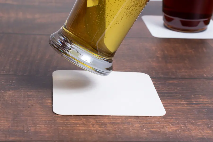 4-Inch, Square Pulpboard Drink Coasters, 35 Pt, Off-White
