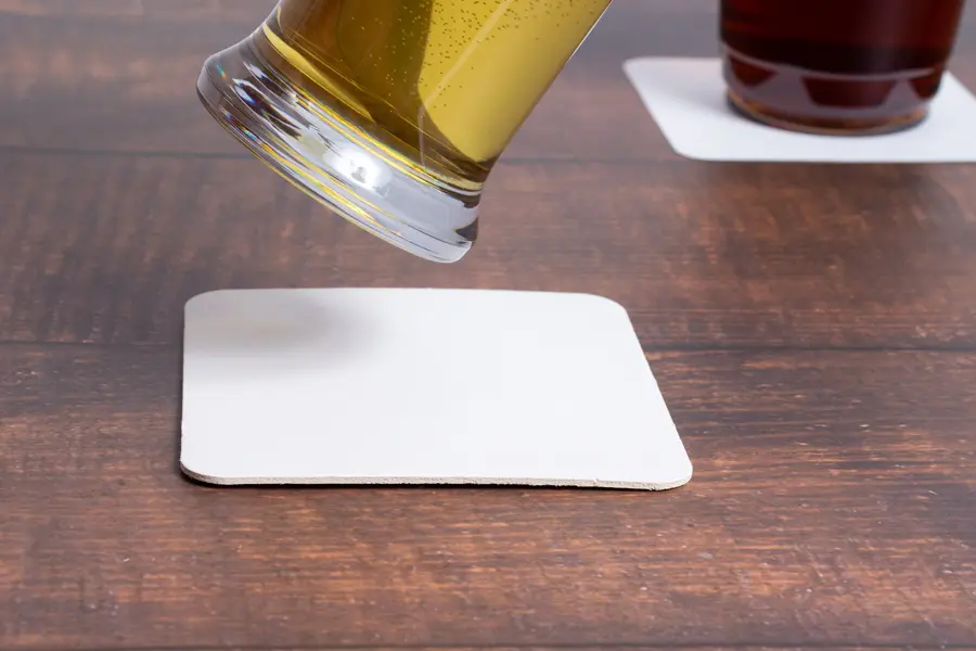 4-Inch, Square Pulpboard Drink Coasters, 80 Pt, Off-White