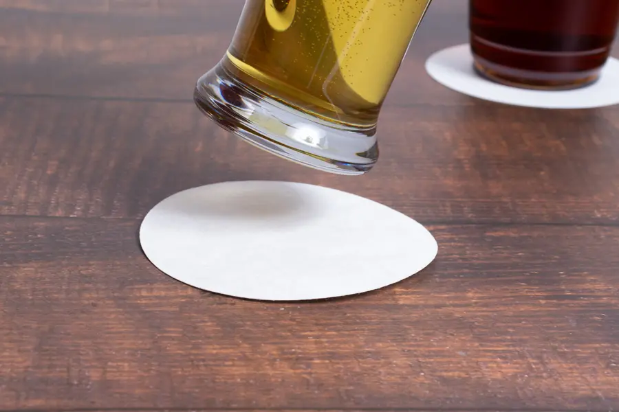 4-Inch, Round Straight Edge Wet Crepe Drink Coasters, 116#, White