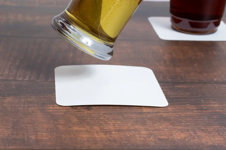 4-Inch, Square Budgetboard Drink Coasters, 12 Pt, White