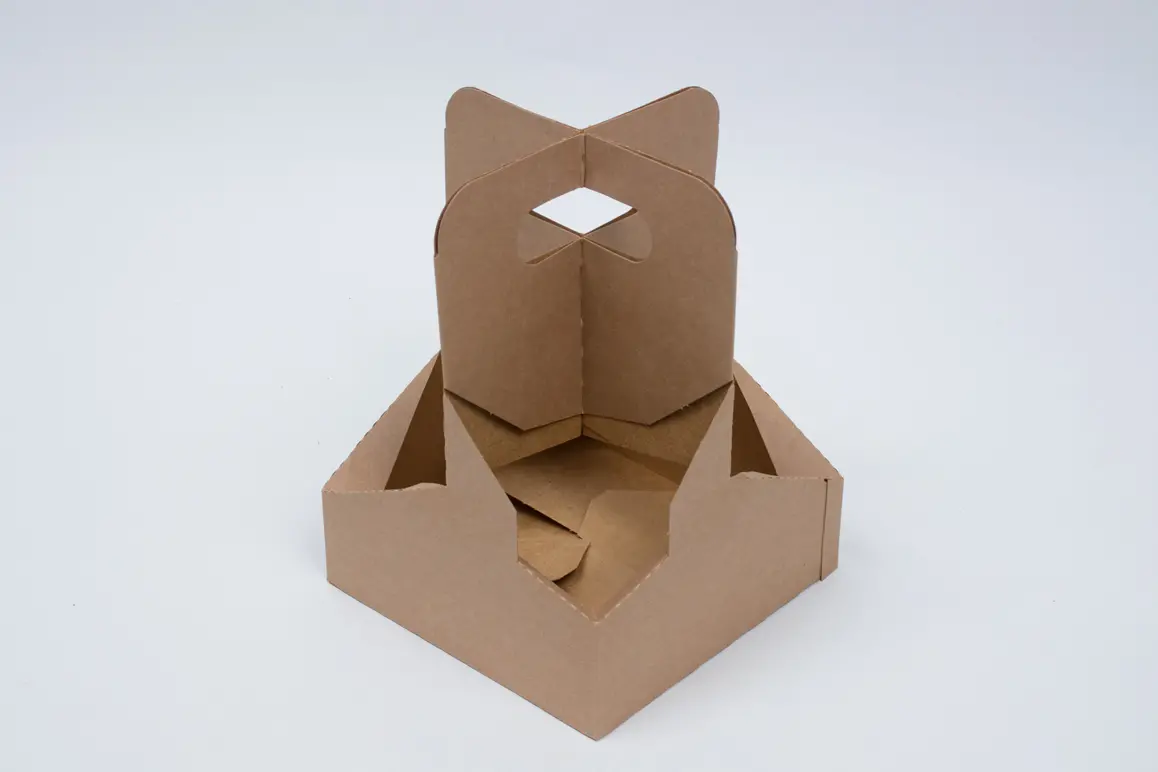 7L x 7W x 9-1/4H, 4 Drink Cup Carrier, 32oz Jumbo Expandable, Natural Kraft