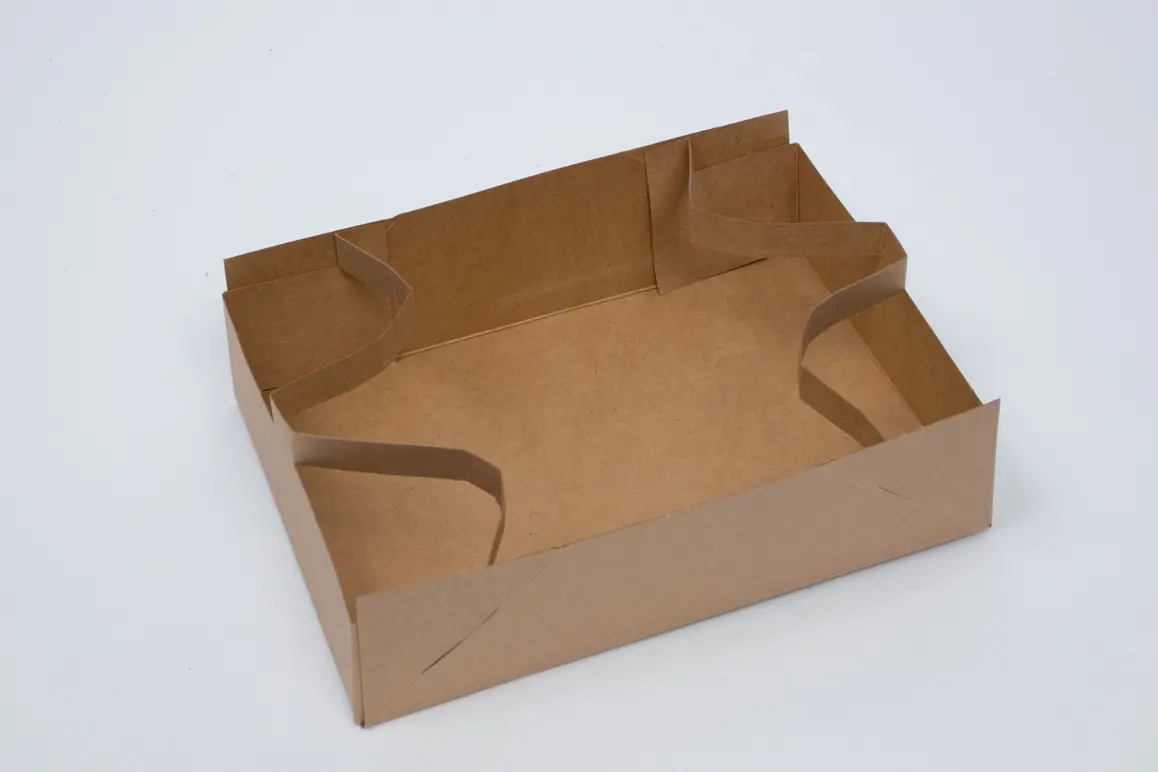 9-3/8L x 6-5/8W x 2-5/8H, 4 Cup Food And Beverage Tray, Natural Kraft