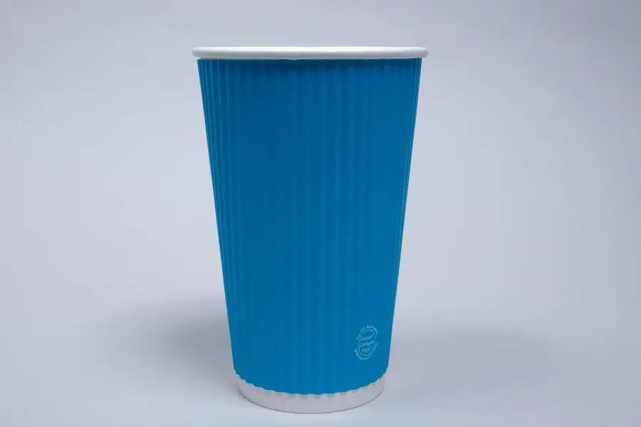Insulated Ripple Cups and Lids, Electric Blue Ripple