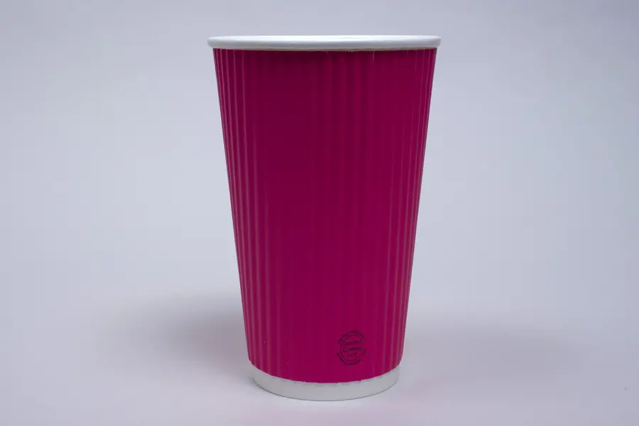 Insulated Ripple Cups and Lids, Hot Pink Ripple