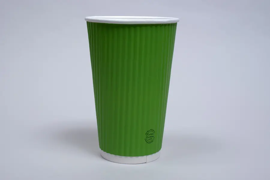 Insulated Ripple Cups and Lids, Pure Green Ripple