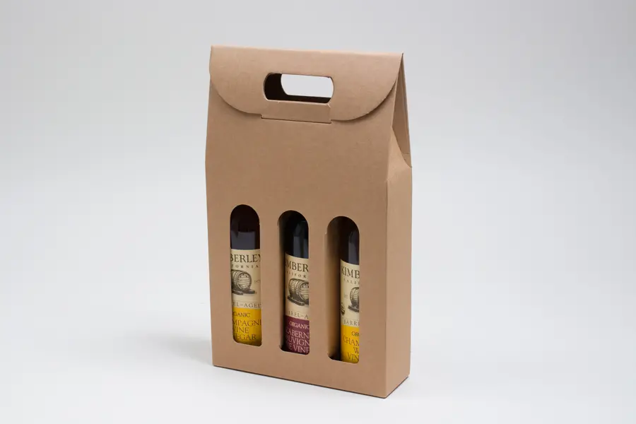 2-1/2W x 7-7/8L x 13-1/4H, Italian Smooth Kraft Olive Oil & Vinegar Carriers, Smooth Kraft