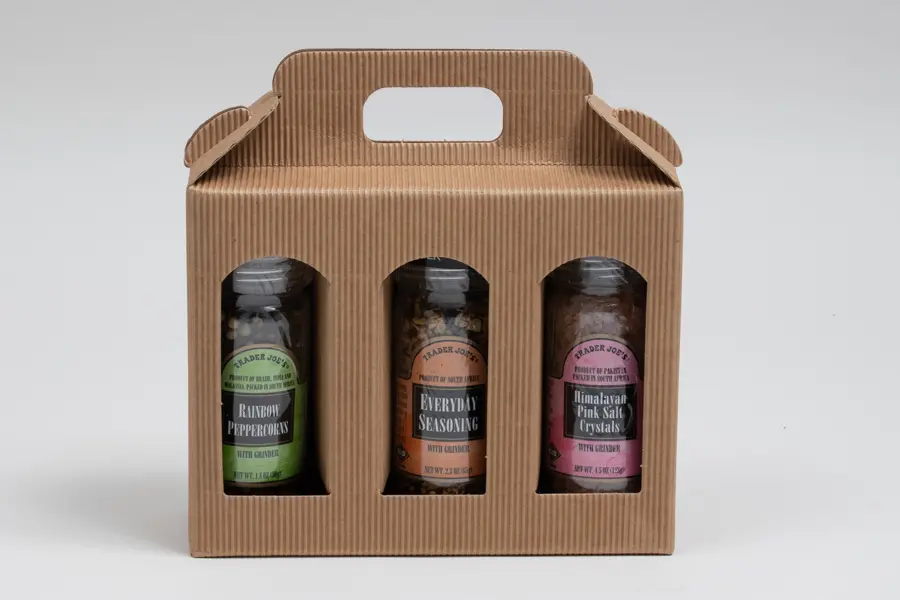 7-1/2L x 2-3/8W x 5-7/8H, Jar Gift Boxes Carriers, Ribbed Kraft