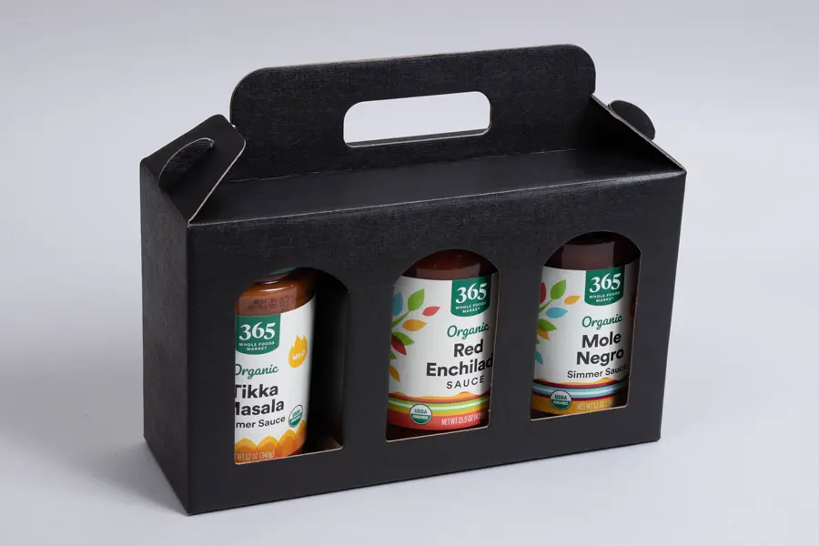 9-13/16L x 3-1/8W x 5-7/8H, Jar Gift Boxes Carriers, Black