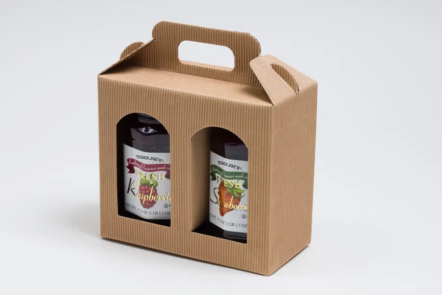 6-5/8L x 3-1/8W x 5-7/8H, Jar Gift Boxes Carriers, Ribbed Kraft