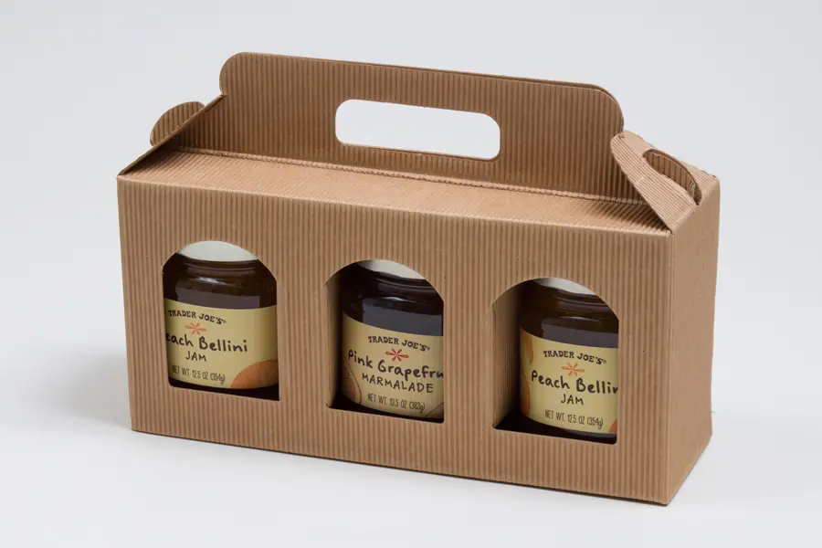 9-13/16L x 3-1/8W x 4-11/16H, Jar Gift Boxes Carriers, Ribbed Kraft