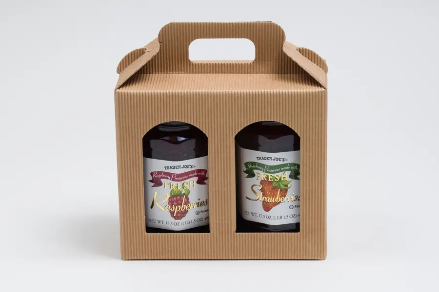 6-5/8L x 3-1/8W x 5-7/8H, Jar Gift Boxes Carriers, Ribbed Kraft