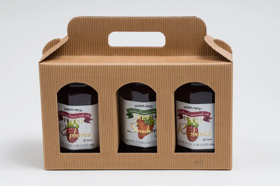 9-4/5L x 3-1/8W x 5-7/8H, Jar Gift Boxes Carriers, Ribbed Kraft