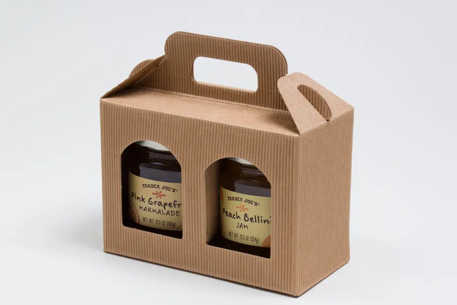 6-5/8L x 3-1/8W x 4-11/16H, Jar Gift Boxes Carriers, Ribbed Kraft