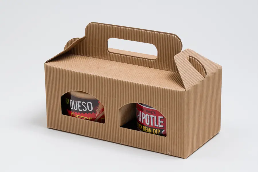 8-1/4L x 3-15/16W x 3-1/2H, Jar Gift Boxes Carriers, Ribbed Kraft