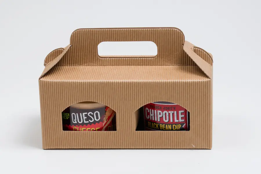 8-1/4L x 3-15/16W x 3-1/2H, Jar Gift Boxes Carriers, Ribbed Kraft
