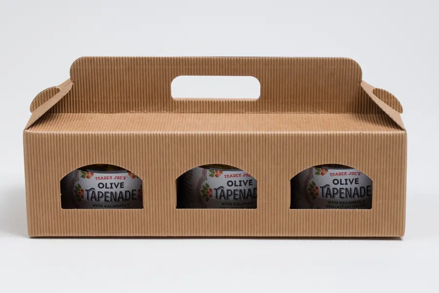 12-1/8L x 3-15/16W x 3-1/2H, Jar Gift Boxes Carriers, Ribbed Kraft