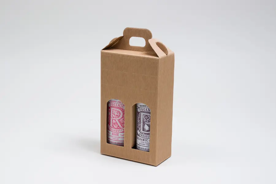 5-1/4L x 2-1/2W x 8-1/2H, Jar Gift Boxes Carriers, Ribbed Kraft