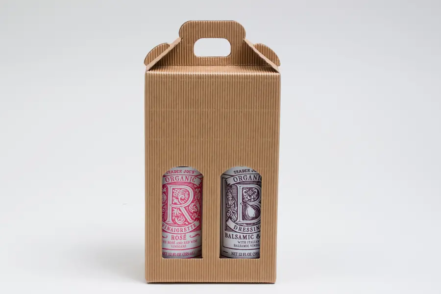5-1/4L x 2-1/2W x 8-1/2H, Jar Gift Boxes Carriers, Ribbed Kraft
