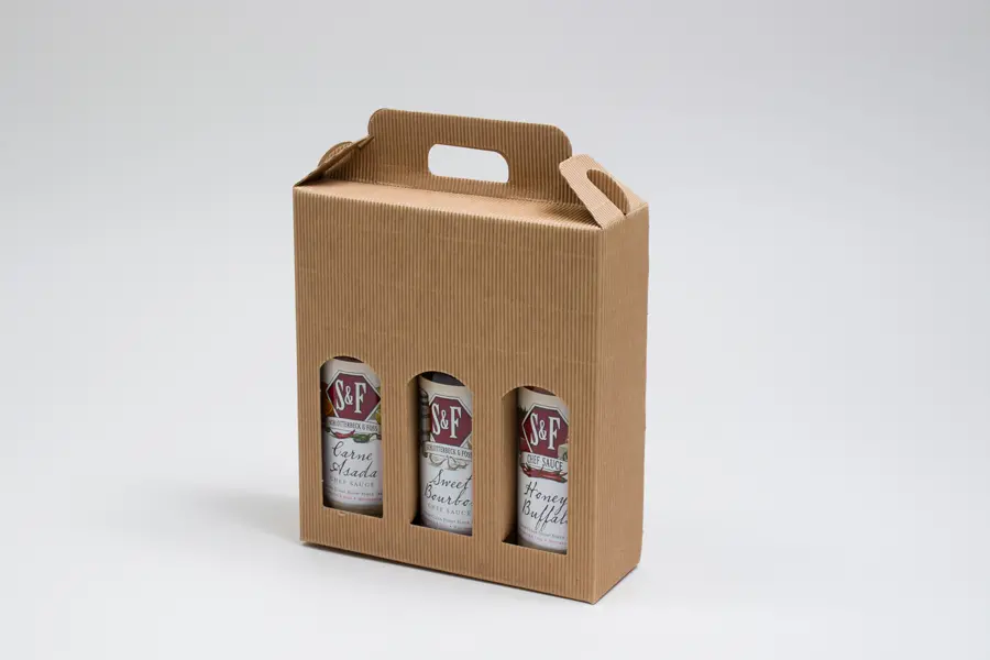 7-7/8L x 2-1/2W x 8-1/2H, Jar Gift Boxes Carriers, Ribbed Kraft