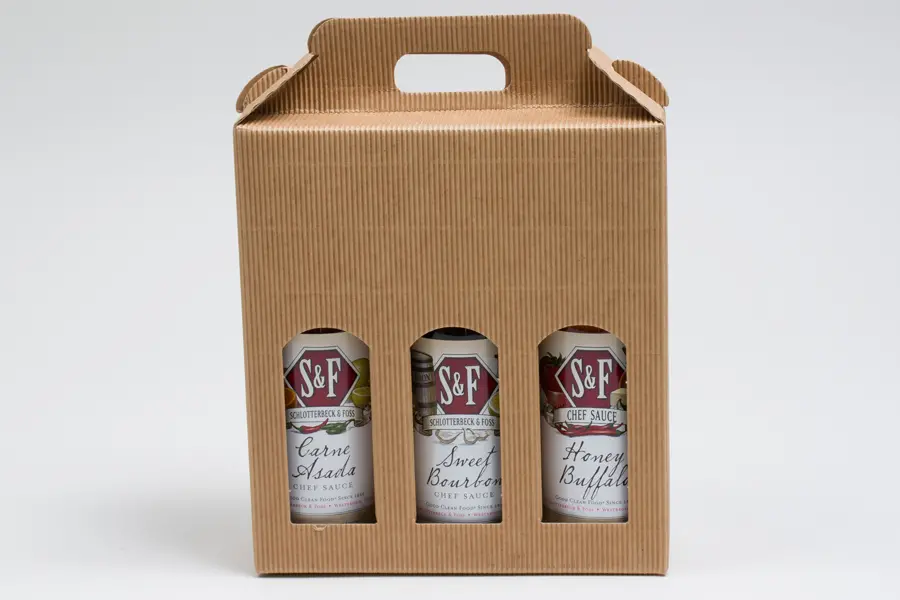 7-7/8L x 2-1/2W x 8-1/2H, Jar Gift Boxes Carriers, Ribbed Kraft