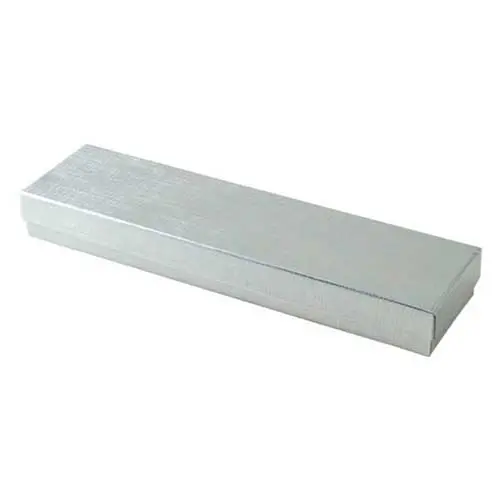 2L x 8W x 7/8H, 2-Piece Set-Up Jewelry Boxes w/Fiber Insert, Silver Linen