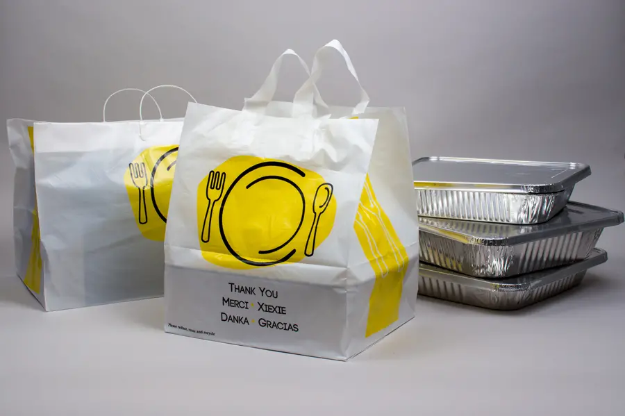 "Thank You" White Plastic Takeout Bags