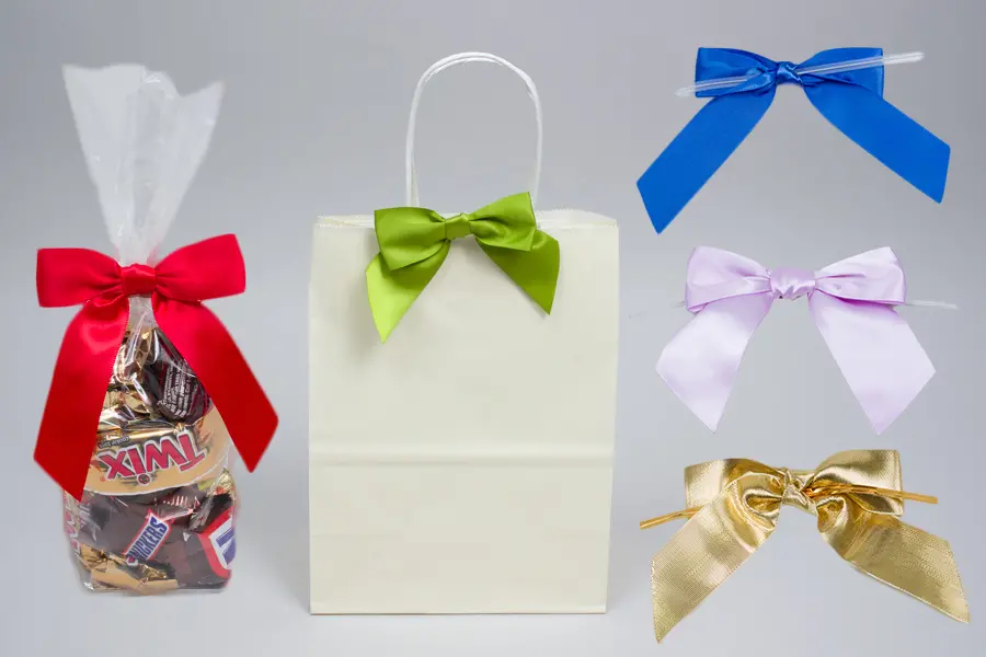 Pre-Tied Satin Bows With Wire Twist