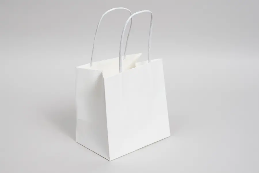 6W x 4D x 6H, Midtown Matte Colored Upscale Turn Top J Handle Bags, White