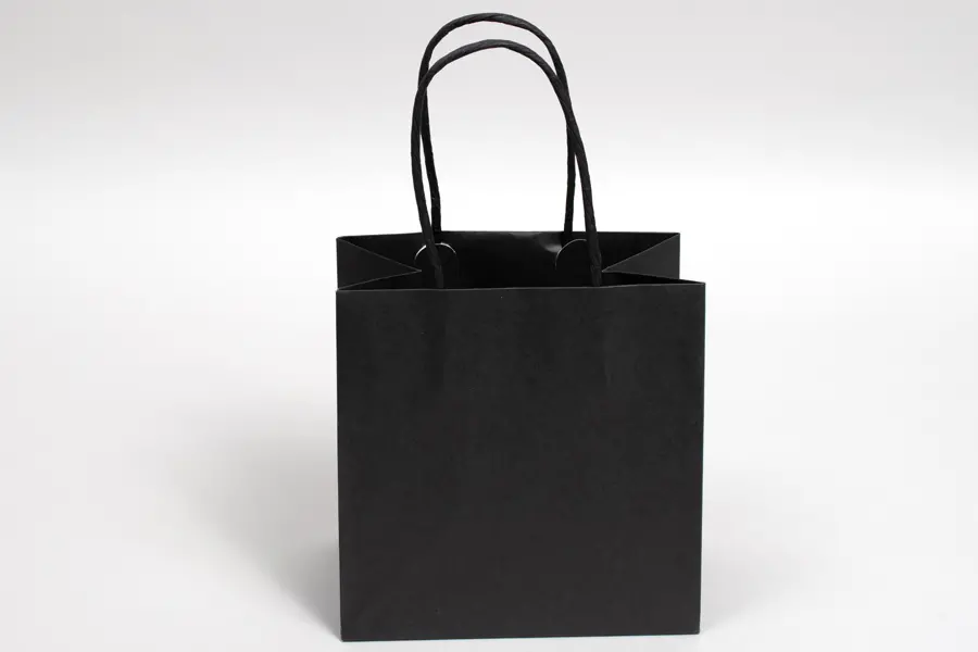 6W x 4D x 6H, Midtown Matte Colored Upscale Turn Top J Handle Bags, Black