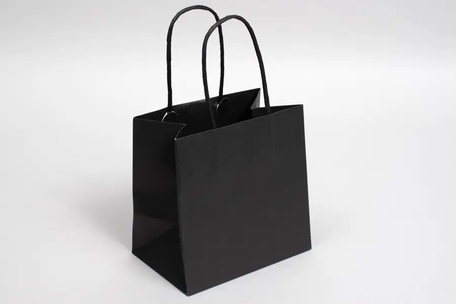 6W x 4D x 6H, Midtown Matte Colored Upscale Turn Top J Handle Bags, Black