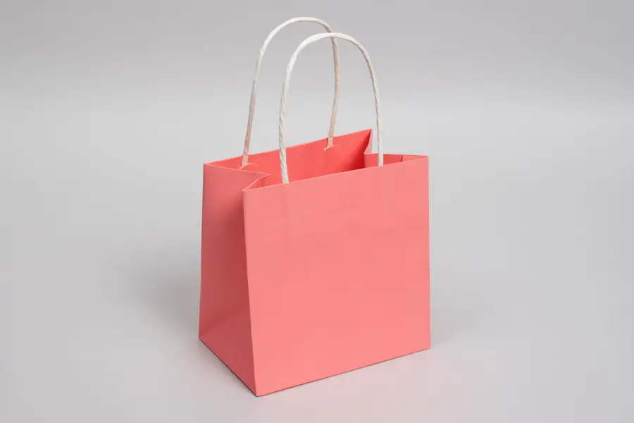 6W x 4D x 6H, Midtown Matte Colored Upscale Turn Top J Handle Bags, Coral Chiffon